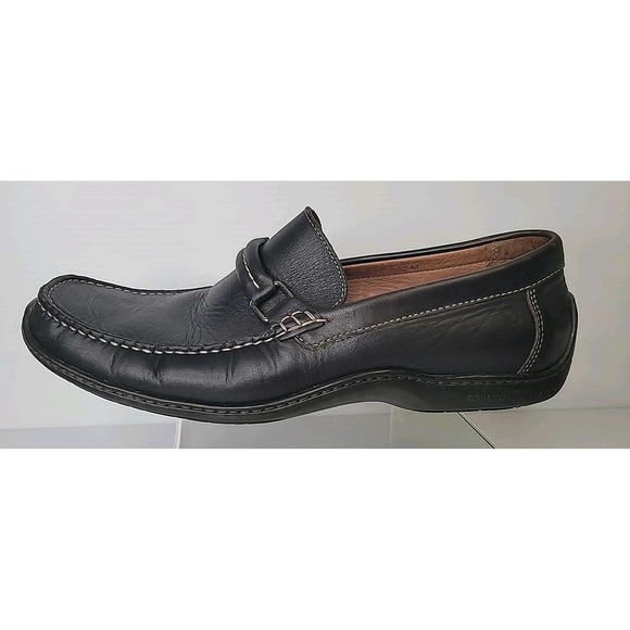 Black Leather Men\'s Slip-On Loafers with Metal Bit main image 8